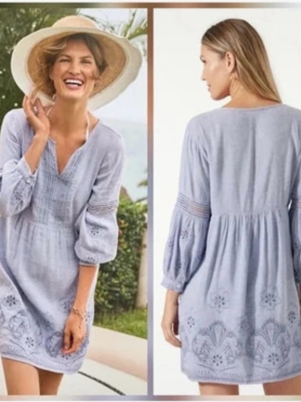 Tommy Bahama St Lucia Light Blue Embroidered Tunic Dress